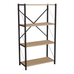 Βιβλιοθήκη Jackrey pakoworld oak μελαμίνης-μαύρο μέταλλο 63x30x114εκ