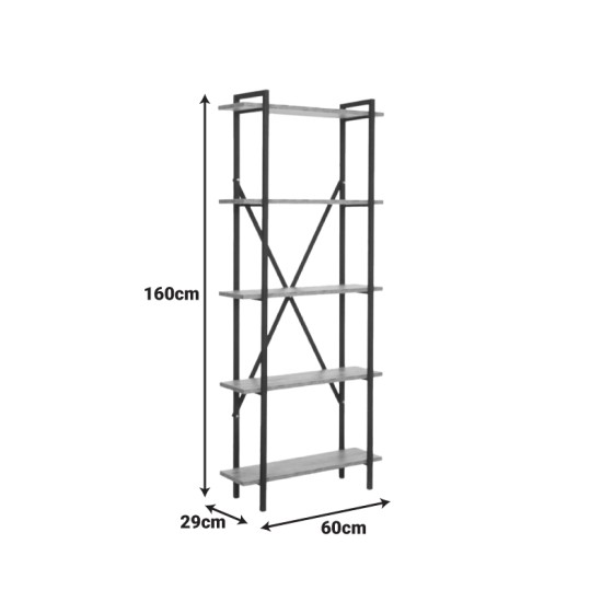 Βιβλιοθήκη Derena pakoworld oak με μαύρο μέταλλο 60x29x160εκ Βιβλιοθήκη Derena pakoworld oak με μαύρο μέταλλο 60x29x160εκ