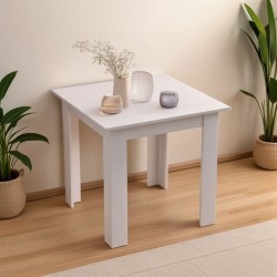 Τραπέζι Manka I pakoworld σε λευκή απόχρωση 80x80x77εκ