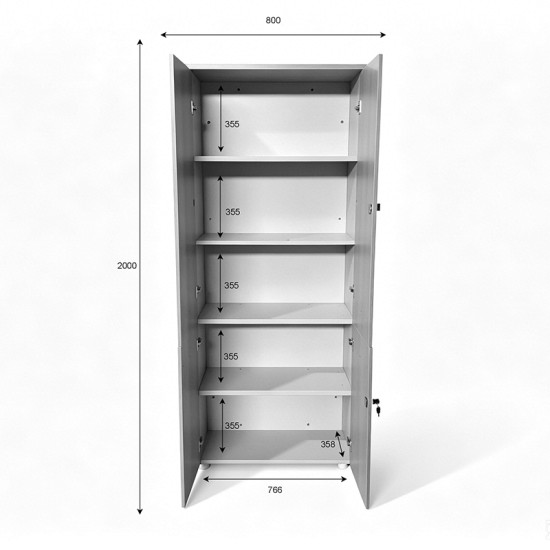 Ντουλάπα γραφείου Stark pakoworld σε oak-μπεζ 80x40x200εκ