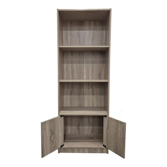 Βιβλιοθήκη Tekaro pakoworld σε sonoma απόχρωση 60x29x166εκ