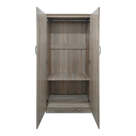 Ντουλάπα δίφυλλη Athos pakoworld σε Sonoma απόχρωση 80x42x180εκ