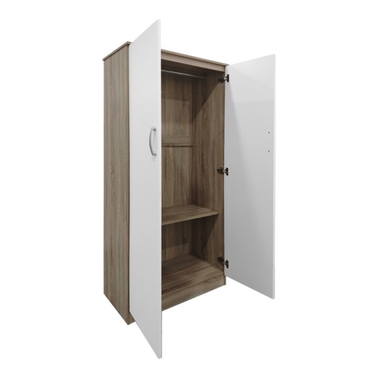 Ντουλάπα δίφυλλη Athos pakoworld σε sonoma-λευκή απόχρωση 80x42x180εκ Ντουλάπα δίφυλλη Athos pakoworld σε sonoma-λευκή απόχρωση 80x42x180εκ