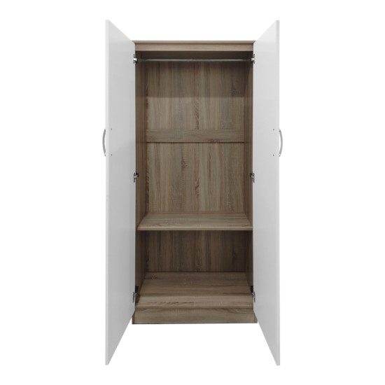 Ντουλάπα δίφυλλη Athos pakoworld σε sonoma-λευκή απόχρωση 80x42x180εκ Ντουλάπα δίφυλλη Athos pakoworld σε sonoma-λευκή απόχρωση 80x42x180εκ