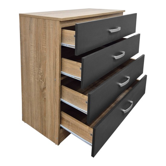 Συρταριέρα Athos pakoworld σε sonoma-ανθρακί απόχρωση 80x40x79εκ Συρταριέρα Athos pakoworld σε sonoma-ανθρακί απόχρωση 80x40x79εκ