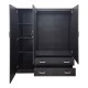 Ντουλάπα τρίφυλλη με 2 συρτάρια Alvia pakoworld wenge150x51x180εκ