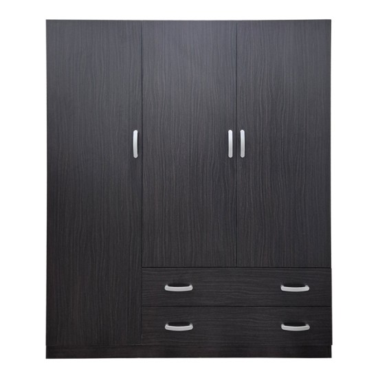 Ντουλάπα τρίφυλλη με 2 συρτάρια Alvia pakoworld wenge150x51x180εκ