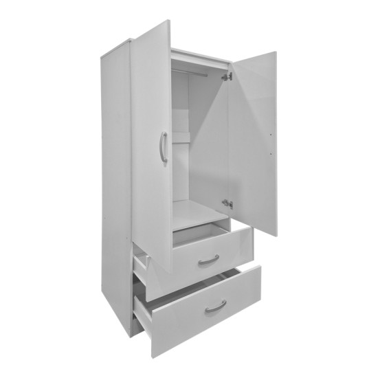 Ντουλάπα δίφυλλη με 2 συρτάρια Alvia pakoworld λευκή 80x51.5x180εκ Ντουλάπα δίφυλλη με 2 συρτάρια Alvia pakoworld λευκή 80x51.5x180εκ