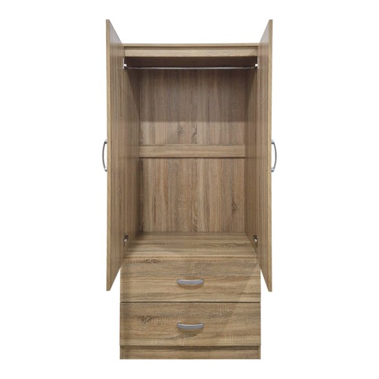 Ντουλάπα δίφυλλη με 2 συρτάρια Alvia pakoworld sonoma 80x51.5x180εκ Ντουλάπα δίφυλλη με 2 συρτάρια Alvia pakoworld sonoma 80x51.5x180εκ
