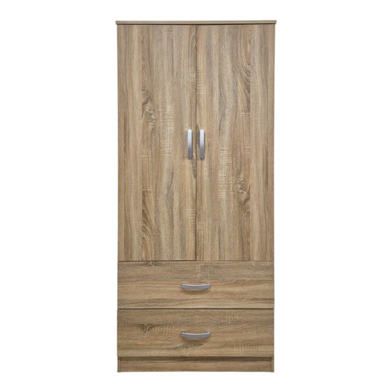Ντουλάπα δίφυλλη με 2 συρτάρια Alvia pakoworld sonoma 80x51.5x180εκ Ντουλάπα δίφυλλη με 2 συρτάρια Alvia pakoworld sonoma 80x51.5x180εκ