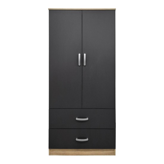 Ντουλάπα δίφυλλη με 2 συρτάρια Alvia pakoworld sonoma-ανθρακί 80x51.5x180εκ Ντουλάπα δίφυλλη με 2 συρτάρια Alvia pakoworld sonoma-ανθρακί 80x51.5x180εκ