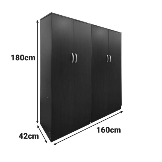 Ντουλάπα τετράφυλλη Athos Ι pakoworld wenge 160x42x180εκ Ντουλάπα τετράφυλλη Athos Ι pakoworld wenge 160x42x180εκ