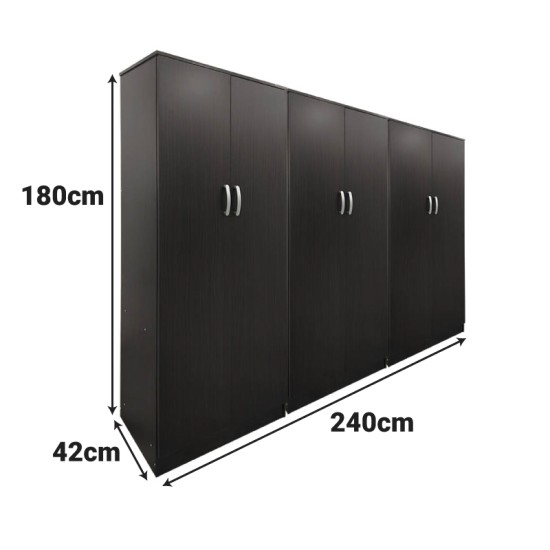 Ντουλάπα εξάφυλλη Athos pakoworld wenge 240x42x180εκ Ντουλάπα εξάφυλλη Athos pakoworld wenge 240x42x180εκ