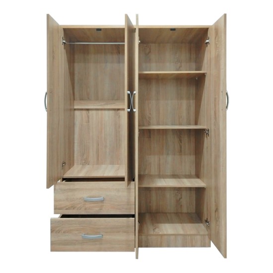 Ντουλάπα εξάφυλλη Athos Ι pakoworld sonoma 200.5x42x180εκ