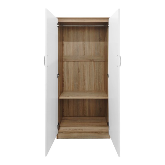 Ντουλάπα τετράφυλλη Athos Ι pakoworld sonoma-λευκό 160x42x180εκ