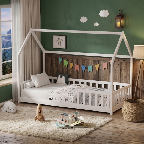 Παιδικό κρεβάτι Bambie με κιγκλίδωμα τ. Montessori pakoworld ξύλο πεύκου λευκό 70x140εκ Παιδικό κρεβάτι Bambie με κιγκλίδωμα τ. Montessori pakoworld ξύλο πεύκου λευκό 70x140εκ